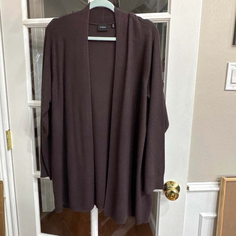 Cyrus Open Front Knit Cardigan Dark Brown Size 2X
